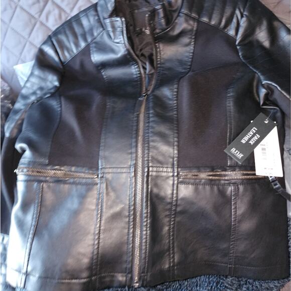 A.N.A. NWT WOMENS LEATHER BIKER JACKET. SIZE MEDIUM . - Picture 8 of 8
